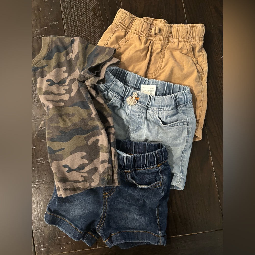 Jumping Beans Tan, Light Blue, and Denim Shorts Trio
